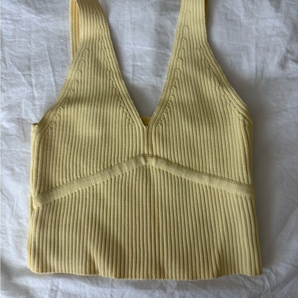 Glassons Yellow Ribbed Crop Tank Top